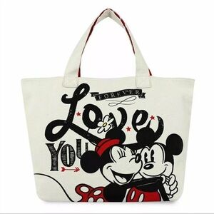 Disney parks Mickey and Minnie Mouse canvas tote bag.